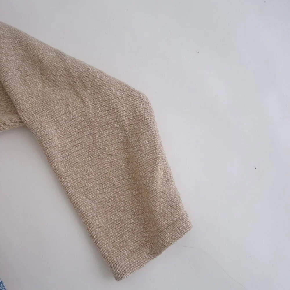 Alia Beige Blue Embroidered Floral Knit Zip Up Cardigan Sweater Large - Picture 6 of 14